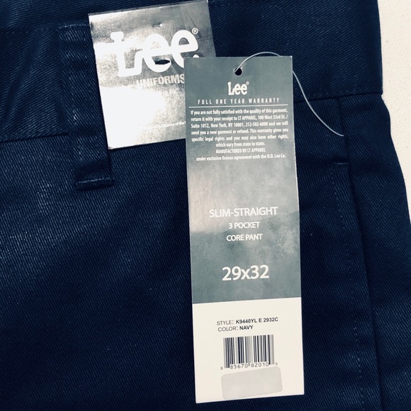 NWT Lee Slim-Straight Core Pant Navy Blue Sz 29x32 - Picture 8 of 10